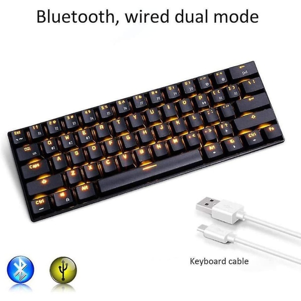 Gaming Keyboard, Rk61 Dual-mode Bluetooth Mechanical Keyboard (wired / Wireless), With Led Backlight, Standby For 360 Hours, For Computer, Mobile Phon