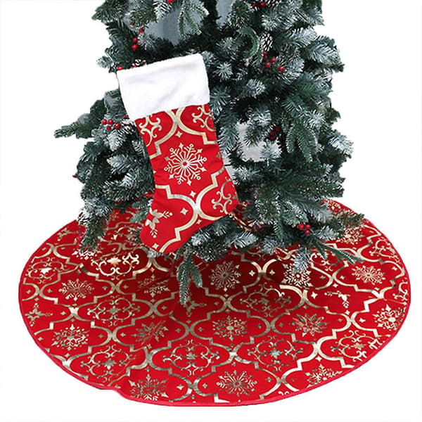 Snowflake Christmas Tree Skirt -120cm Red