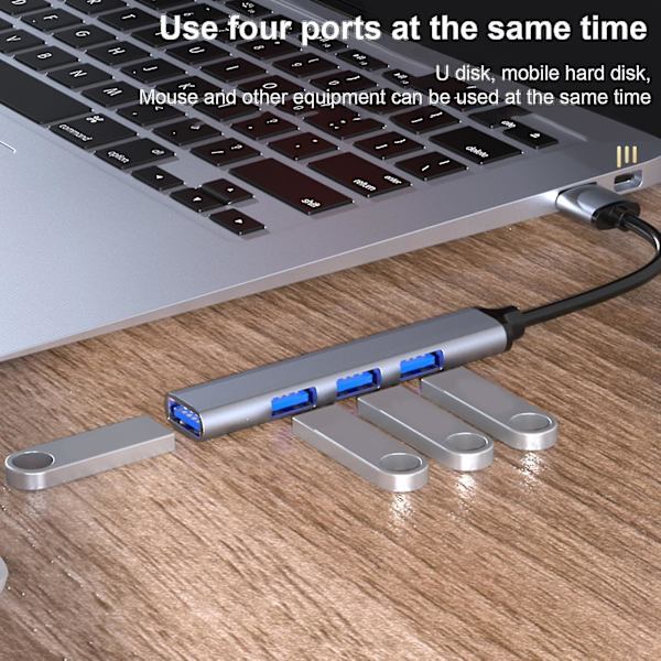 Docking Station 4 Ports High Speed Portable Usb 2.0/3.0 5gbps Usb Hub Splitter Expander For Computer Silver USB