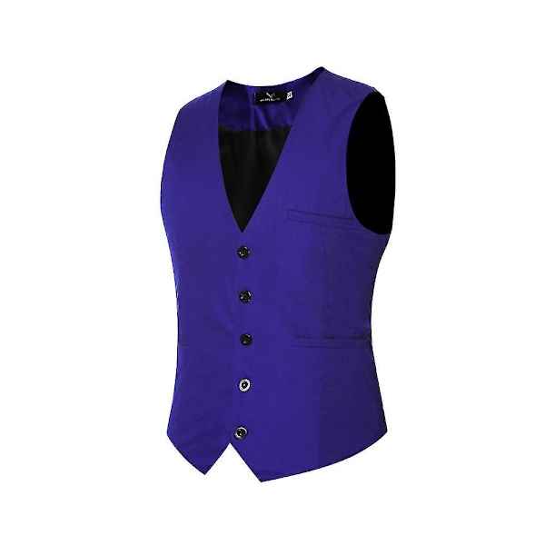 Miesten V-aukkoinen Pukuliivi Puuvillaa Slim Fit Neljän vuodenajan liivi Blue XL