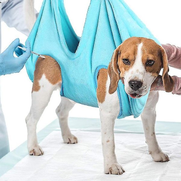 Pet Grooming Hammock Helper Assistant Multifunctional Dry Towel Cat Dog Restraint Bag blue S
