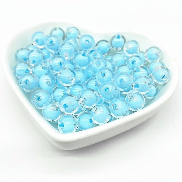 8mm Acrylic Round Beads Loose Spacer Beads For Jewelry Making Sky Blue