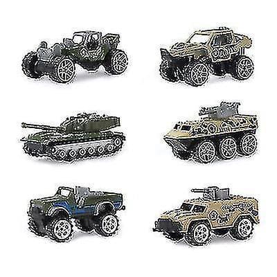 6pcs Sliding Military Car, Parent-child Interactive Simulation Car Model