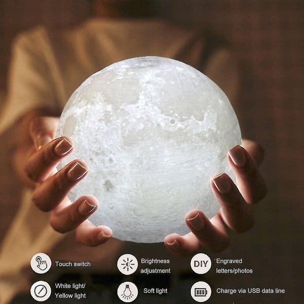 3d Print Girlfriend Birthday Gift Night Light Moon Light Touch Control Led