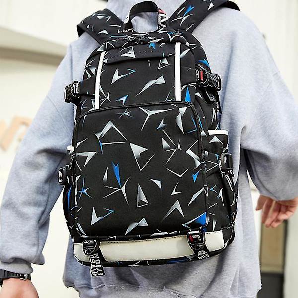 Waterproof Canvas Laptop Backpack With Usb Blue