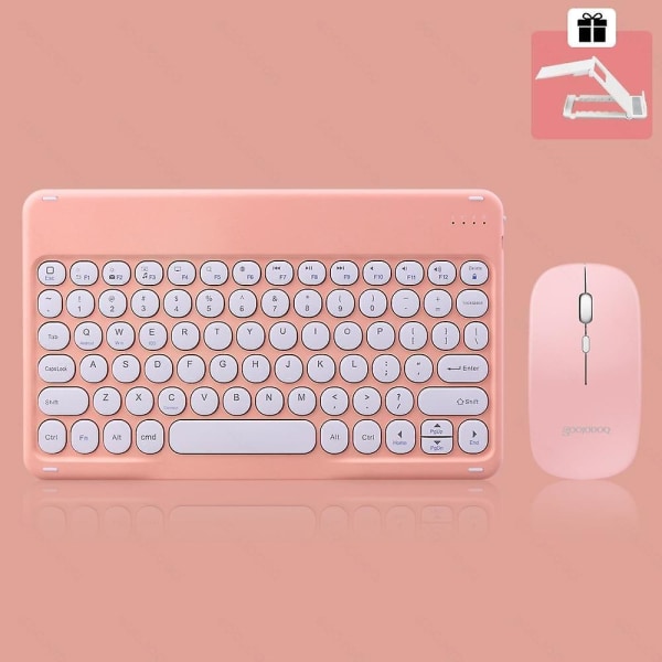 Ipad Keyboard And Mouse Combo, Wireless Bluetooth Keyboard Pink C