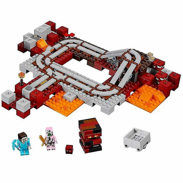 The Nether Railway Model Building Blocks With My World Action Figures Bricks Set Gifts Toys For Children Kids Boys Girls