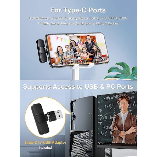 Wireless Microphone Lapel Mic System For Youtube Facebook Live Stream Tiktok Video Recording Vlog Plug & Play Lavalier Noise Reduction No App & Blueto Lighting