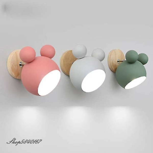 Wall Lamp Aluminum Mickey Wall Lamp Children's Bedroom Lamp Indoor Wall Lamp E27 (gray Hanging)