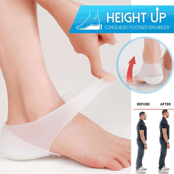 1 Pair Concealed Footbed Enhancers Invisible Height Increase Silicone Insoles Pads height - 4.0cm Male