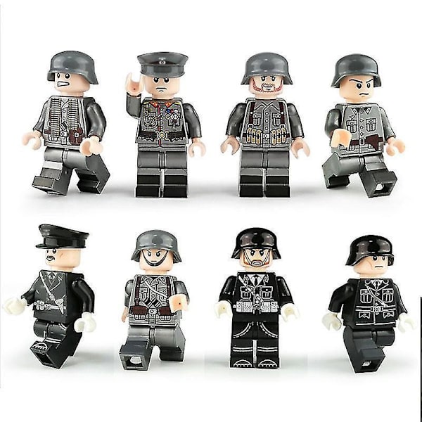 8 kpl Sotilaallisia Rakennuspalikoita Minifiguuri 2 Asemaa Saksalaiset Upseerit Ja Sotilaat Rakennuspalikkalelu