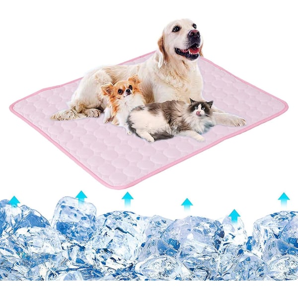 Dog Cooling Mat Sleeping Cooling Pad Washable Ice Silk Cool Blanket For Kennel Sofa Bed Pink M