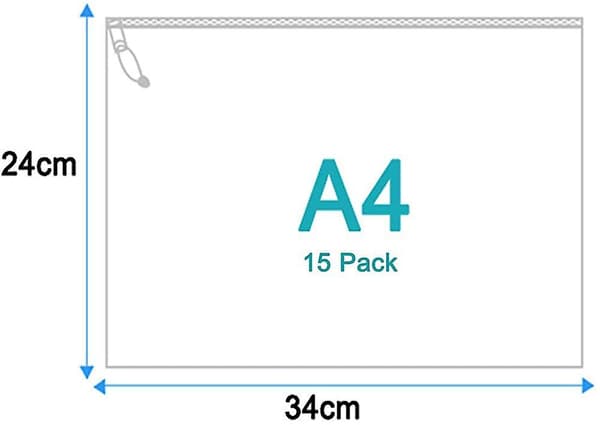 15 Pieces Zippered Folder Zipper Pocket A4 File Document Pockets With Zipper A4