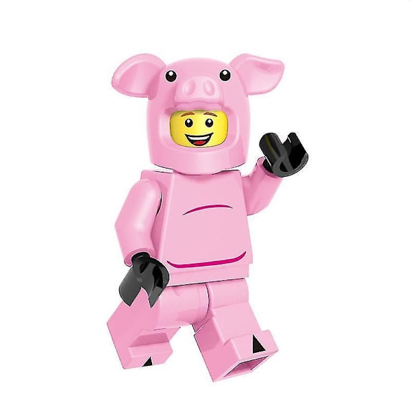 16pcs Pumping Fun Cartoon Building Blocks Doll Rainbow Bear Biscuit Man Pizza Monkey King Unicorn Clown White Rabbit Building Blocks