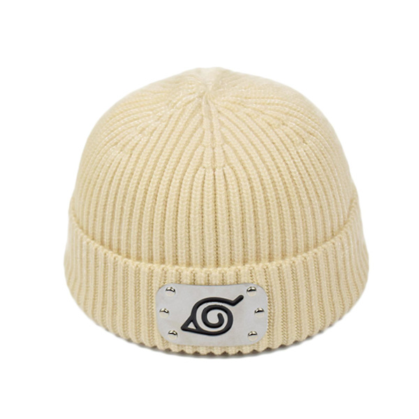 Naruto Anime Sign Beanie Knit Cap Hats Soft For Kids Boys Girls Winter Beige