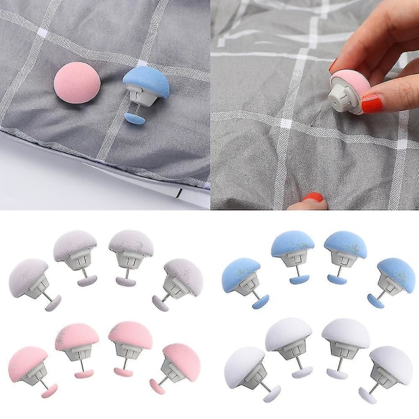 4/8/16/24 Pcs Mushroom Quilt Clips Macaron Non-slip Quilt Blanket Clip One Key To Unlock Blankets Cover Fastener Clip Bed Sheet White 16 PCS