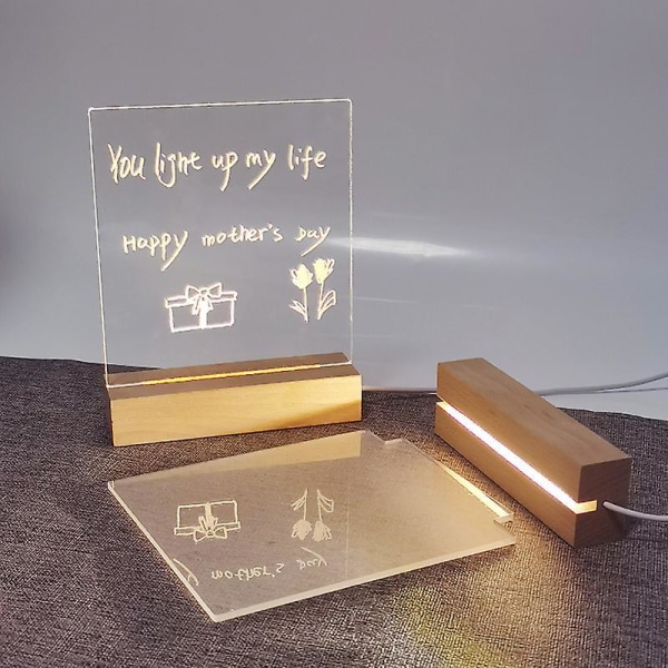 Led Acrylic Diy Message Night Light Desktop Luminous Memo Note Board warm light