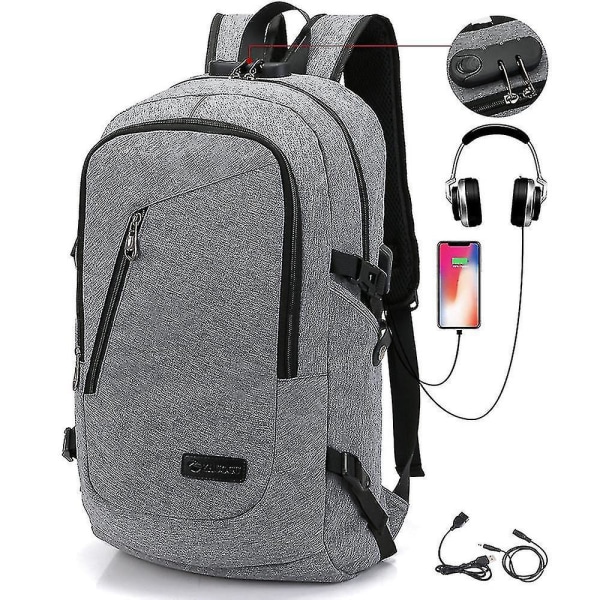 Duomi Student Backpack Usb Charging School Bag Youth Computer Bag gray