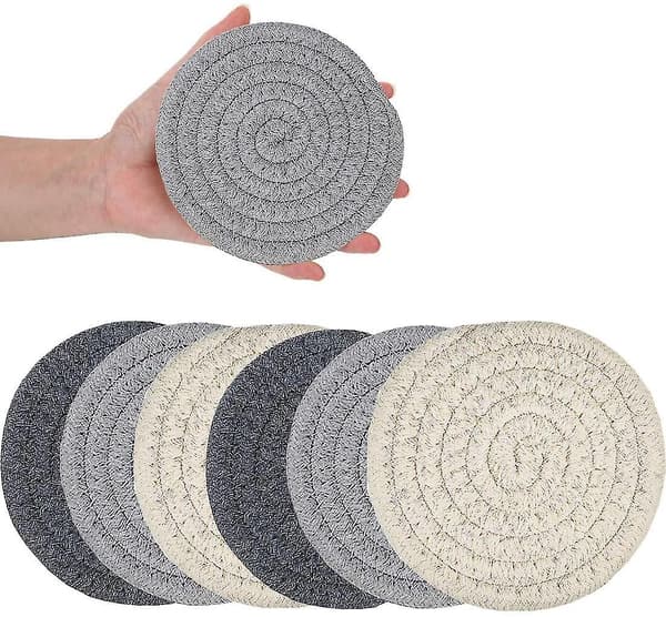 Absorbent Beverage Coasters Hand Woven Beverage Coasters 6-pack