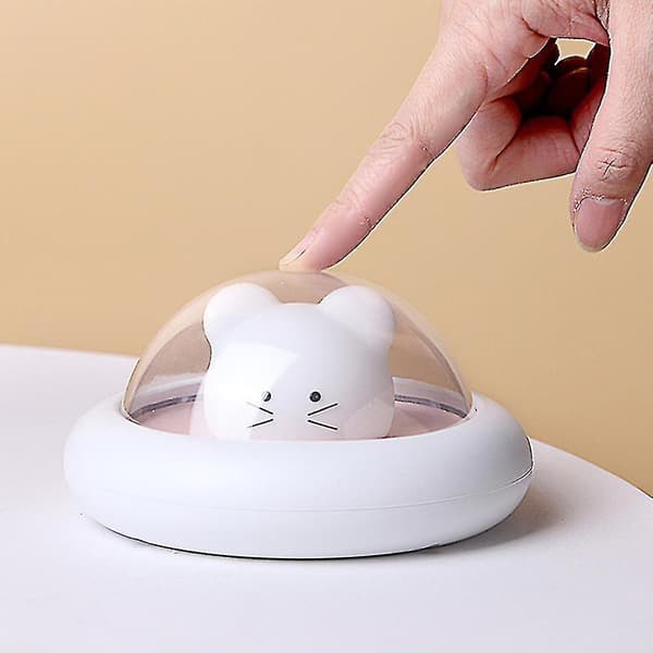 Ufo Space Mouse Led Night Light Usb Bedside Sleeping Lamp Rechargeable Pink
