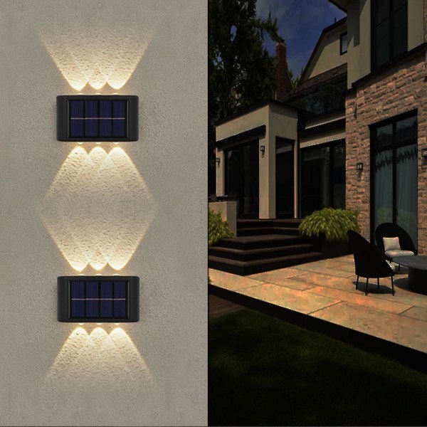 Yaju  Solar Wall Lights Outdoor, Led Waterproof Solar Fence Lights Up And Down Wall Lamps For Garden Decoration, Fence, Yard, Front Door, Pathway 2pcs