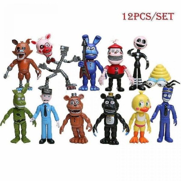 Five Nights At Freddy' Fnaf Action Figure Bear Bunnie Chica Foxy Set Toy 12 PCS