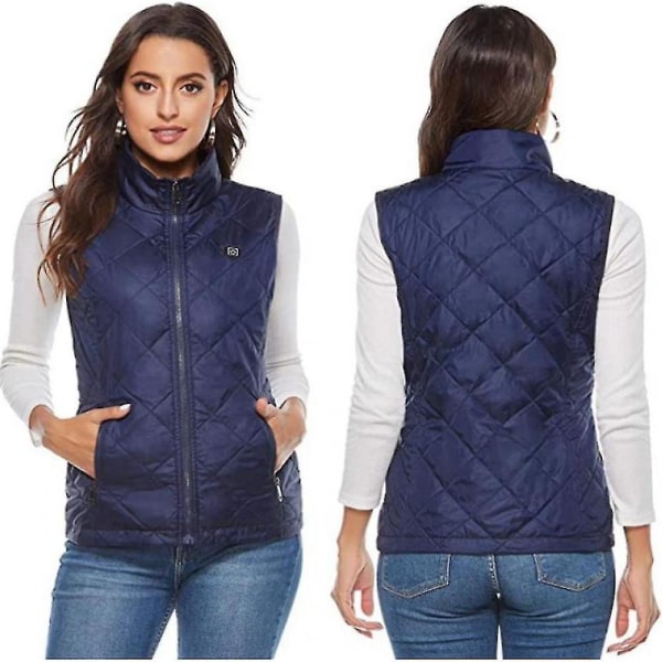 Women's Heated Vest With 4 Heating Zones, Neck Heating Jacket blue S