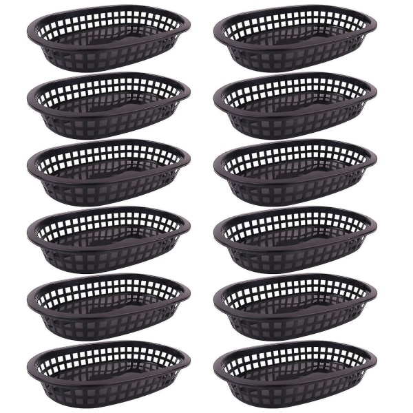 100pcs/50pcss Food Basket Oval Shape Dinnerware Plastic French Fries Fast Food Storage Plates For Restaurant Red 100 Pcs