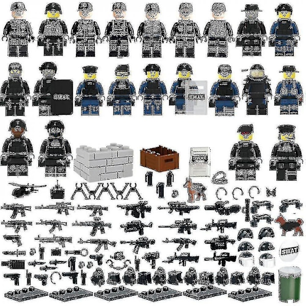 22 Pieces Of Military Police Building Blocks Minifigure Diy Small Particles Assembled Doll Ornaments