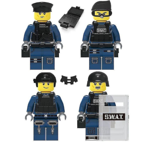 22 Pieces Of Military Police Building Blocks Minifigure Diy Small Particles Assembled Doll Ornaments Boys Educational Toys