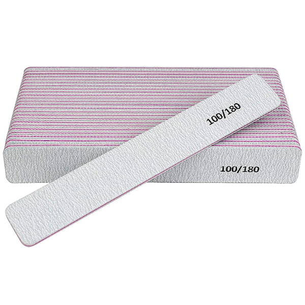 Nail File 12 Pcs Professional Reusable 100/180 Grit Double Sides Washable Nail File Manicure Tools For Poly Nail Extension Gel And Acrylic Nails Tools