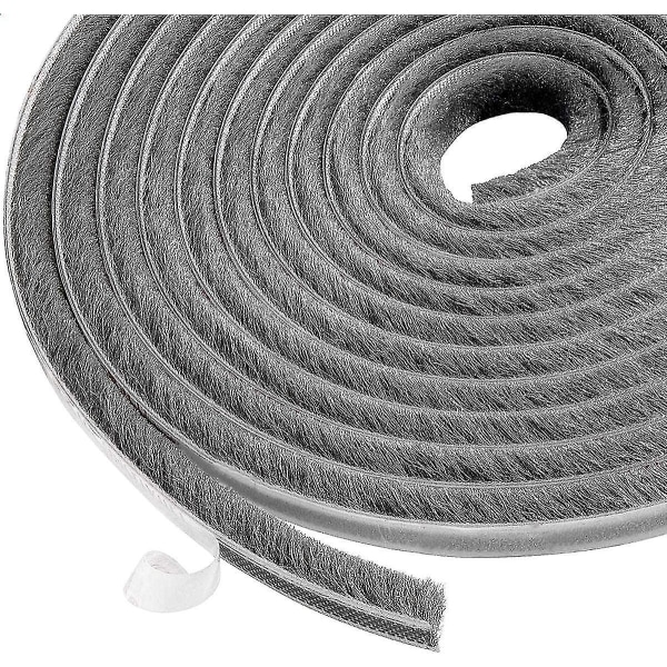 10m Brush Strip, Windproof And Dustproof Self Adhesive Brush Seal For Movable Windows And Doors, 9mm Width X 9mm Height, Gray Betterlifefg