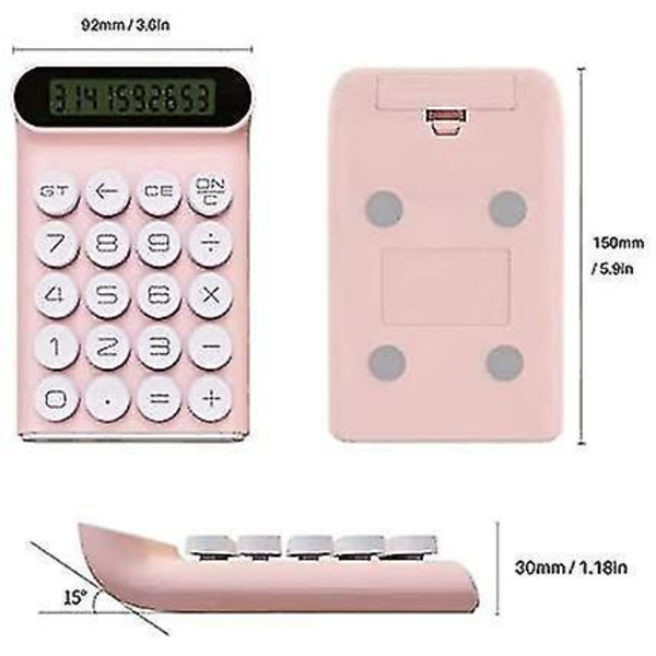 Ruikalucky Mechanical Switch Calculator,handheld For Daily And Basic Office,10 Digit Large Lcd Display (pink)