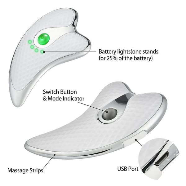 Gua Sha Scraper Facial Massager Face Lifting Slimming Led Light Microcurrent Devices A10 white