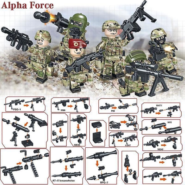 Russian Alpha Force Building Block Toy Mini Military Soldier Army Figure Set Brick