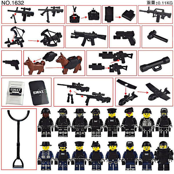 Military Police Flying Tiger Special Police Building Block Minifigure Children Assemble Building Block Toy 16pcs