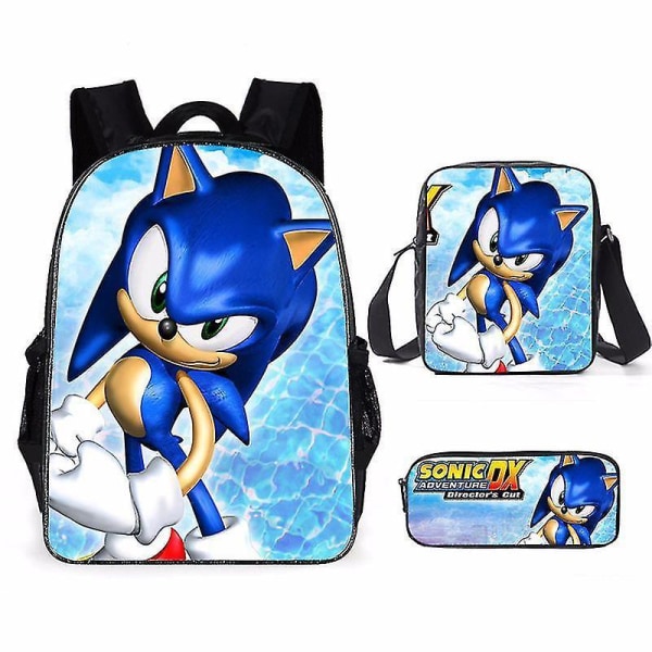 3pcs 3d Print Super Sonic Backpack Shoulder Bags Pencil Case Sonic 7
