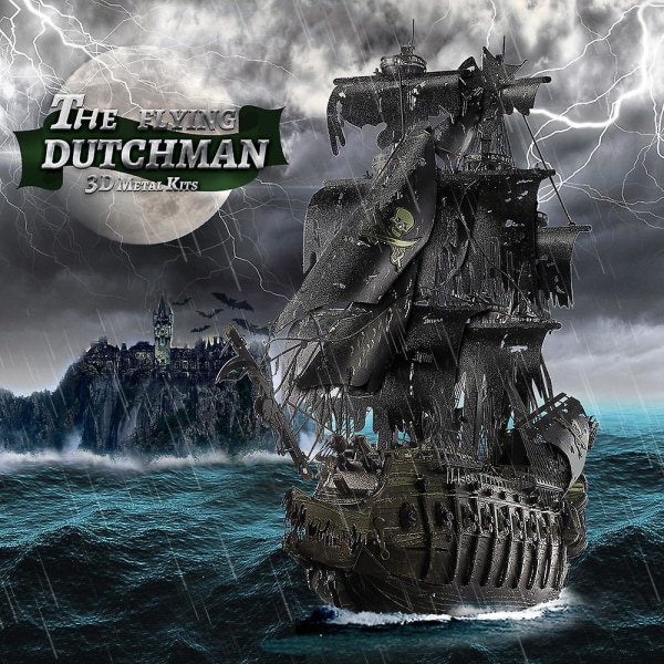 Piececool 3d Teka-teki Logam Model Bangunan Belanda Terbang Kit Kapal Bajak Laut Jigsaw Untuk Remaja Otak Penggoda Diy Mainan
