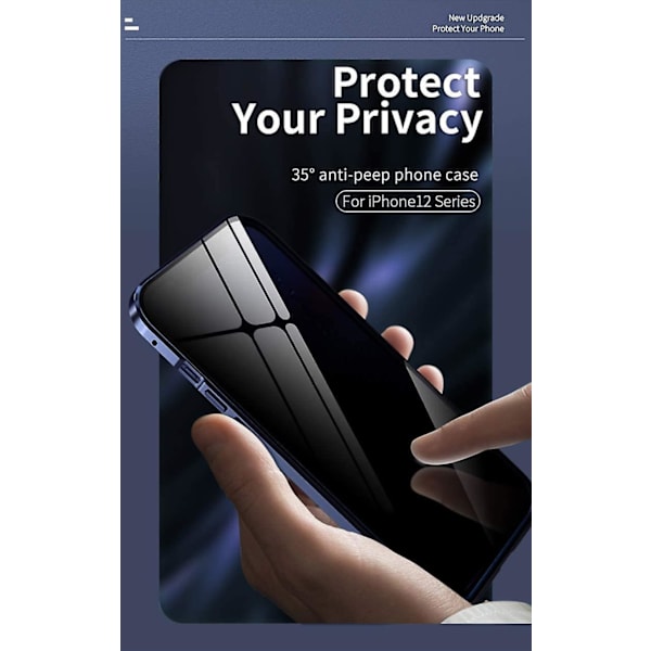 Anti-peeping Iphone 12 Pro Max Casewith  Strong Magnetic Adsorption Camera Lens Protector Metal Frame 360 Full Body Protective Double-sided Gl Black iPhone12Promax
