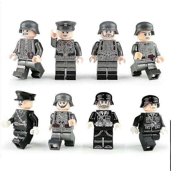 Fangnuo8pack Of Military Building Block Minifigures 2standing German Officers And Soldiers Building Blocks Toy