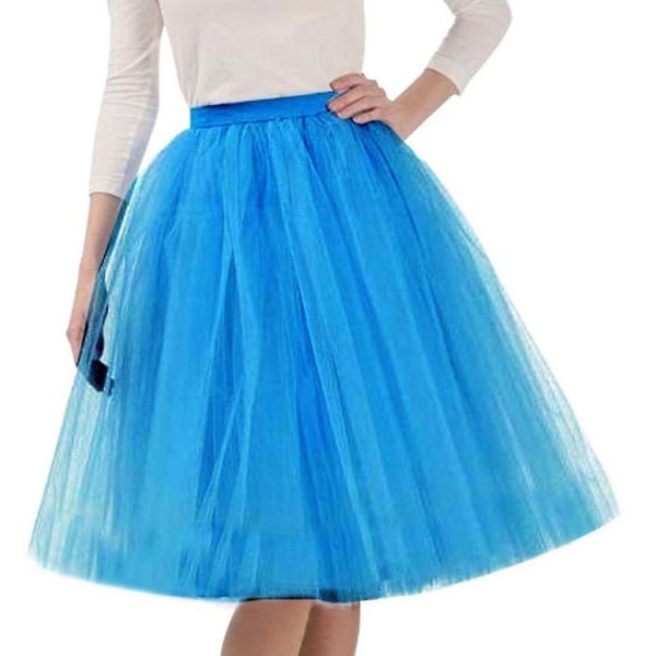 Skirt Womens High Quality Pleated Gauze Knee Length Adult Tutu Dancing Sky Blue