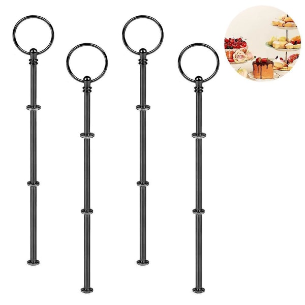 4 Sets 3 Tier Cake Stand Hardware,tiered Tray Hardware 3 Tier Cake Stand Fittings Hardware Dessert Serving Tray Stand Handle Hardware Fittings For Cak Black