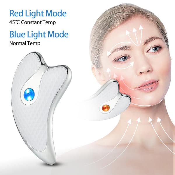 Gua Sha Scraper Facial Massager Face Lifting Slimming Led Light Microcurrent Devices A10 white