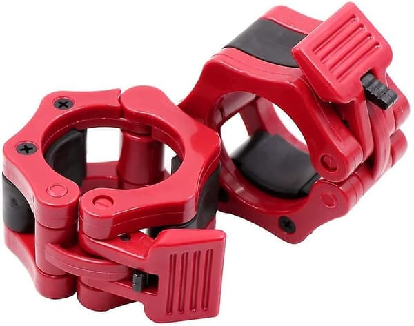 Weight Bar Collars, Locking 2 Inch Barbell Clamps Red
