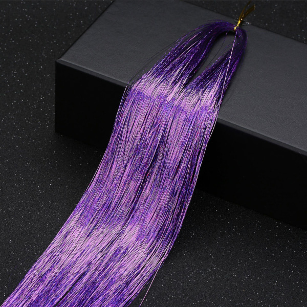 36inch Hair Tinsel Sparkling Glitter Tinsel Fairy Hair Extensions Heat Resistant Party Highlight light purple