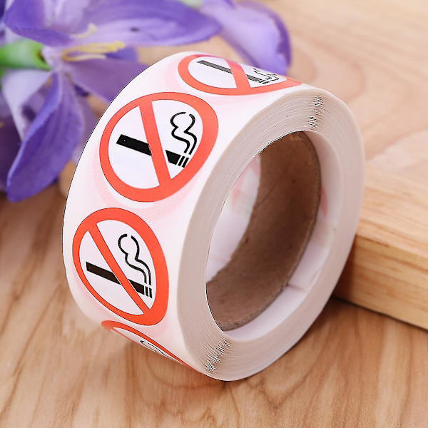 500pcs 1" Inch No Smoking Warning Sticker Adhesive Labels Roll With Logo Round D