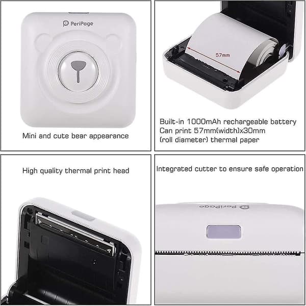 Mini Printer, Trådløs Termisk Etiketprinter, Sticky Note Kvittering, Egnet Til Android Ios Smart Phone