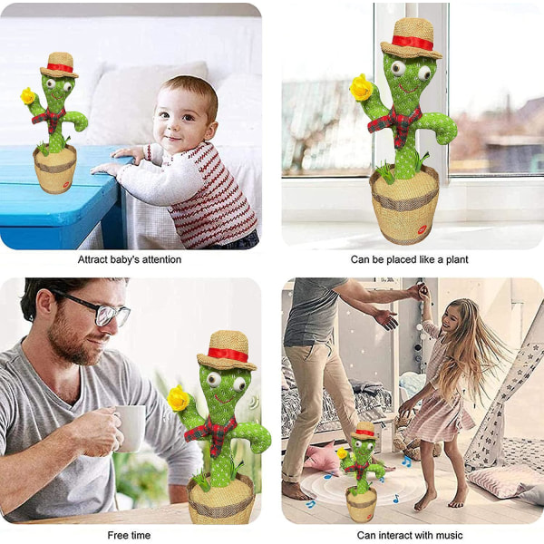 Dancing Cactus Toy With Lighting Singing Talking Recording & Repeats What You Say! Funny Electric Children's Toys For Baby Kids Red