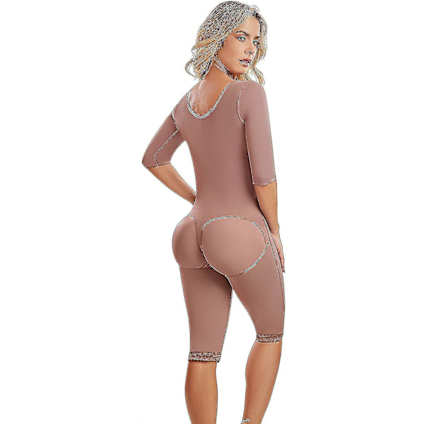 0710 Fajas Colombianas Reductoras Y Moldeadoras Post Surgery Compression Garment Full Body Shaper For Women Mocha XL