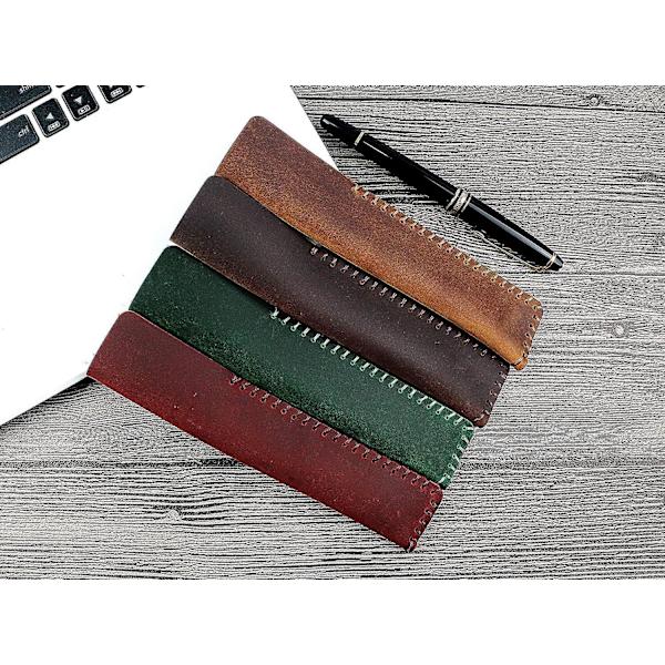 Handmade Genuine Leather Single Pen Case Fountain Pen Sleeve Holder Pouch Cover Vintage (coffee) Vintage Green